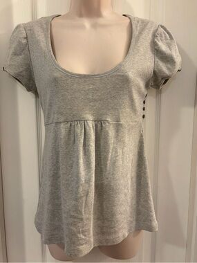 Vintage Y2K Victoria's Secret Tee Shop Gray Babydoll Top Puff Sleeve M Coquette